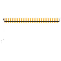 Produktbild för Markis manuellt infällbar med LED 500x300 cm gul och vit