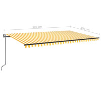 Produktbild för Markis automatiskt infällbar 500x300 cm gul och vit