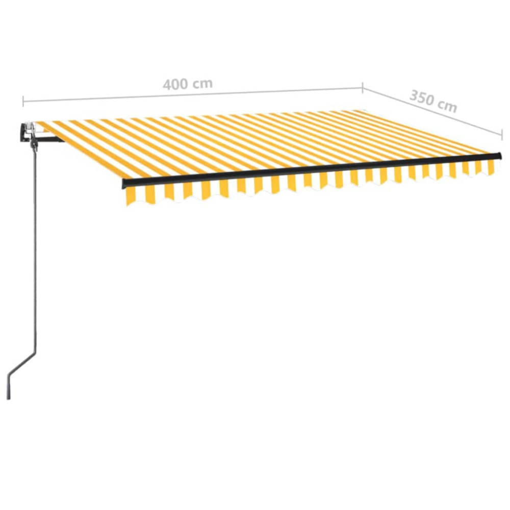 Produktbild för Markis automatiskt infällbar 400x350 cm gul och vit