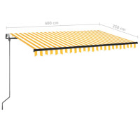 Produktbild för Markis automatiskt infällbar 400x350 cm gul och vit