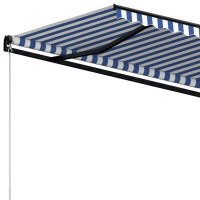 Produktbild för Markis manuellt infällbar 450x350 cm blå och vit