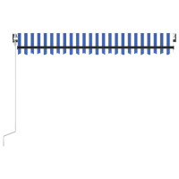 Produktbild för Markis automatiskt infällbar 450x350 cm blå och vit