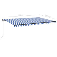 Produktbild för Markis automatiskt infällbar 500x350 cm blå och vit