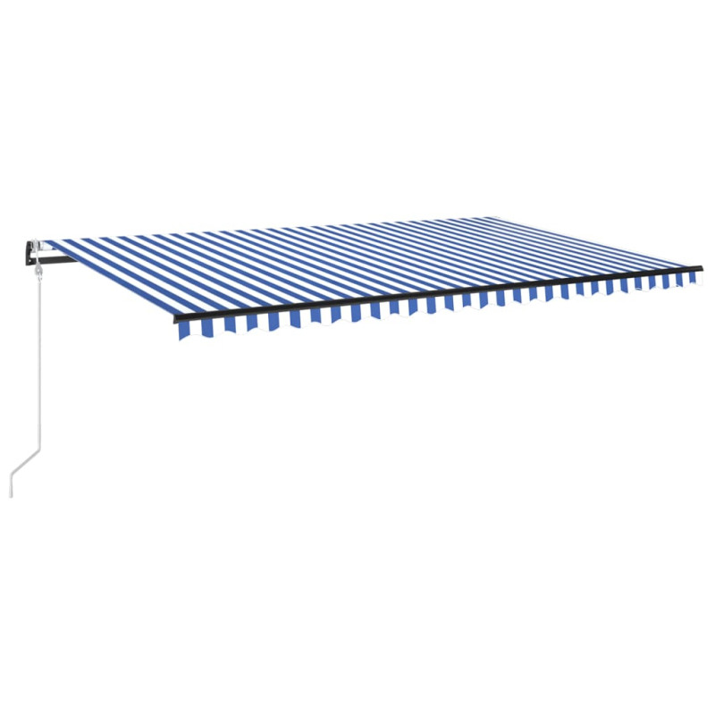 Produktbild för Automatisk markis med vindsensor & LED 500x350 cm blå och vit