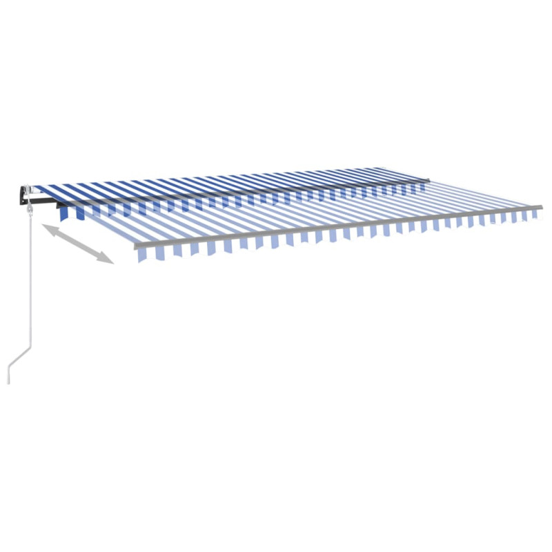 Produktbild för Automatisk markis med vindsensor & LED 500x350 cm blå och vit
