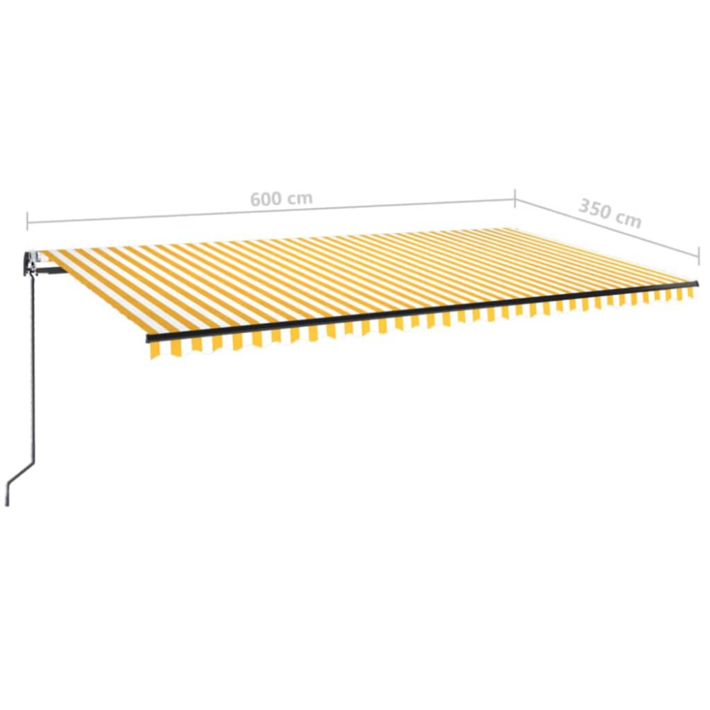 Produktbild för Markis automatiskt infällbar 600x350 cm gul och vit