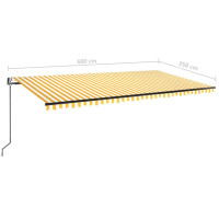 Produktbild för Markis automatiskt infällbar 600x350 cm gul och vit