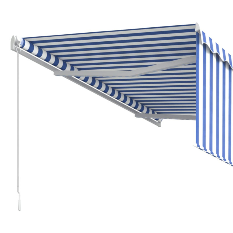 Produktbild för Manuell markis med rullgardin 3x2,5 m blå och vit