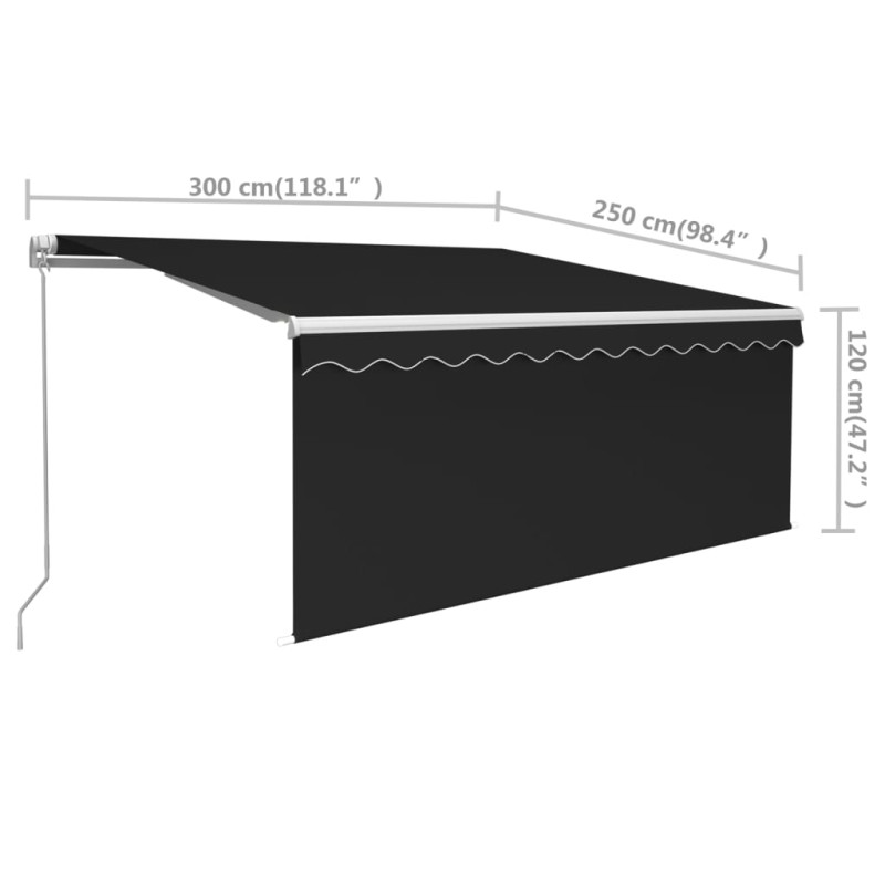 Produktbild för Manuell markis med rullgardin 3x2,5m cm antracit