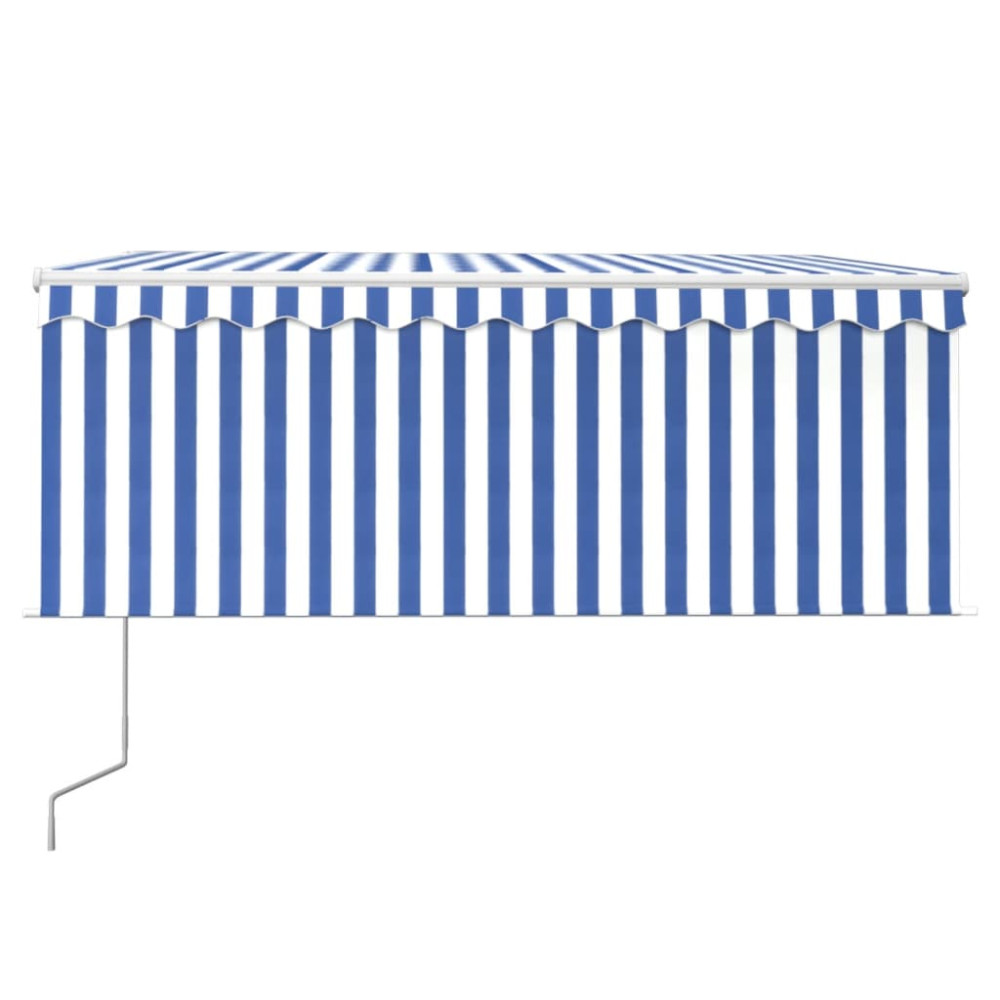 Produktbild för Automatiserad markis med rullgardin 3x2,5 m blå och vit