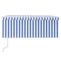 Produktbild för Automatisk infällbar markis med rullgardin 3,5x2,5 m blå & vit