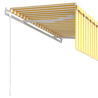 Produktbild för Automatisk markis med rullgardin 3,5x2,5 m gul/vit