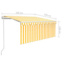 Produktbild för Automatisk markis med rullgardin 3,5x2,5 m gul/vit