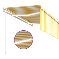Produktbild för Automatisk markis m. vindsensor rullgardin LED 3,5x2,5m gul/vit