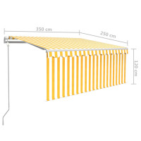 Produktbild för Automatisk markis m. vindsensor rullgardin LED 3,5x2,5m gul/vit