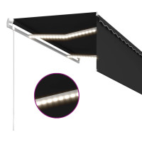 Produktbild för Automatisk markis vindsensor rullgardin LED 3,5x2,5m antracit