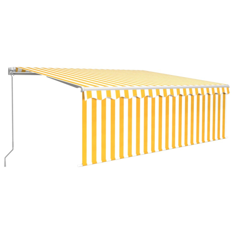 Produktbild för Manuell markis med rullgardin 4x3 m gul och vit