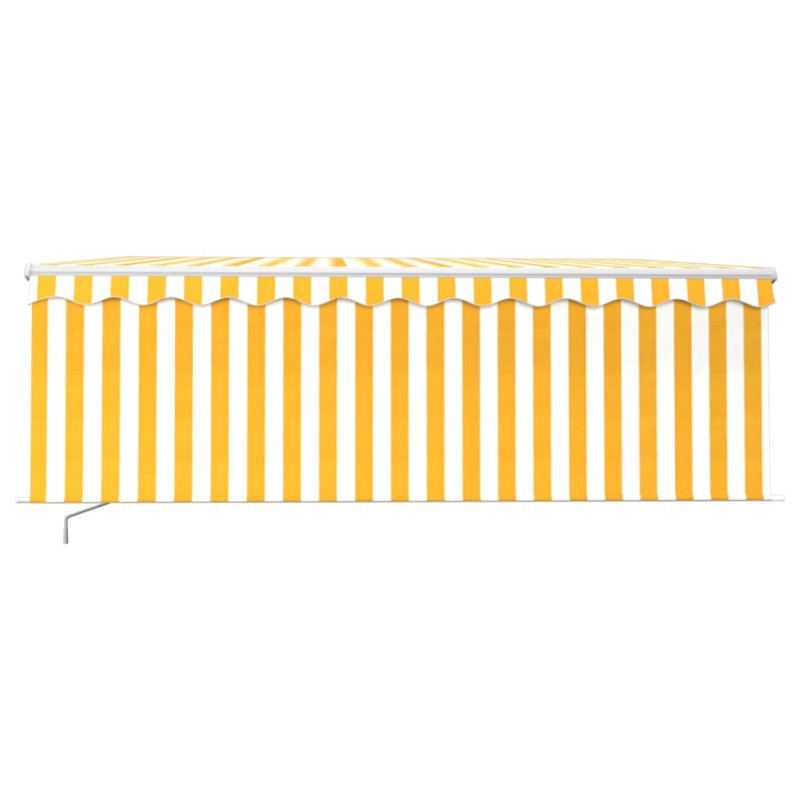 Produktbild för Manuell markis med rullgardin 4x3 m gul och vit