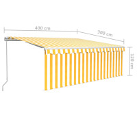 Miniatyr av produktbild för Manuell markis med rullgardin 4x3 m gul och vit