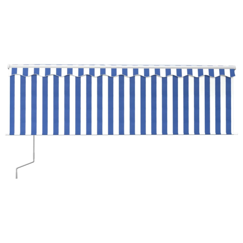 Produktbild för Automatisk infällbar markis med rullgardin 4x3 m blå och vit