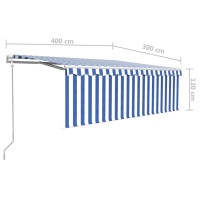 Miniatyr av produktbild för Automatisk infällbar markis med rullgardin 4x3 m blå och vit