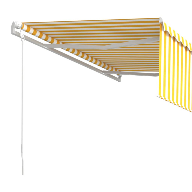 Produktbild för Automatisk markis med rullgardin 4x3 m gul och vit