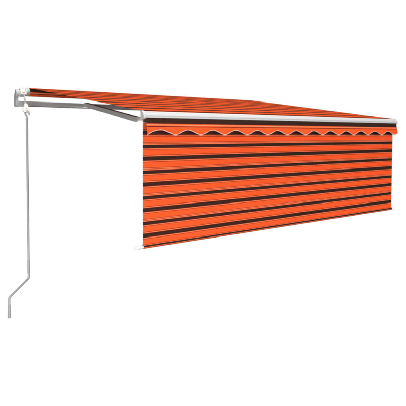 Produktbild för Automatisk infällbar markis med rullgardin 4x3 m orange/brun