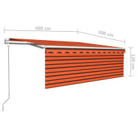 Miniatyr av produktbild för Automatisk infällbar markis med rullgardin 4x3 m orange/brun