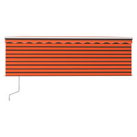 Produktbild för Automatisk markis vindsensor rullgardin LED 4x3m orange/brun