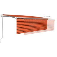 Produktbild för Automatisk markis vindsensor rullgardin LED 4x3m orange/brun