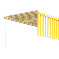 Produktbild för Manuell markis med rullgardin 4,5x3m gul och vit
