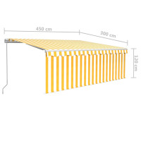 Produktbild för Manuell markis med rullgardin 4,5x3m gul och vit