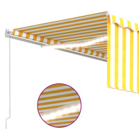 Produktbild för Manuell markis med rullgardin LED 4,5x3m gul/vit