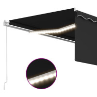 Produktbild för Manuell markis med rullgardin och LED 4,5x3m antracit