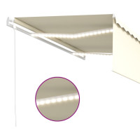 Produktbild för Automatisk markis vindsensor rullgardin LED 4,5x3m gräddvit