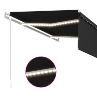 Produktbild för Automatisk markis vindsensor rullgardin LED 4,5x3m antracit