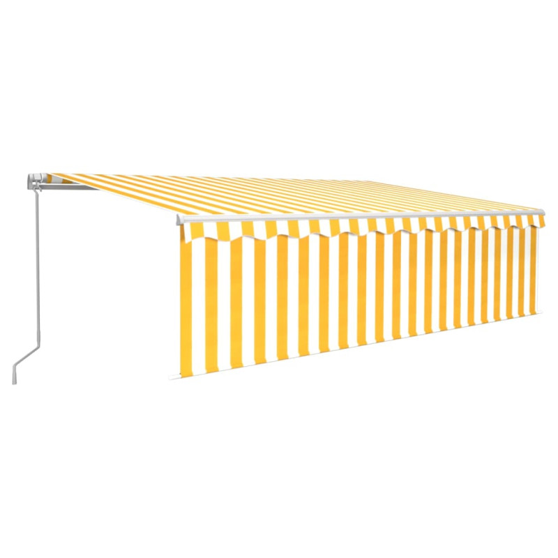 Produktbild för Manuell markis med rullgardin 5x3 m gul/vit