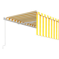Miniatyr av produktbild för Manuell markis med rullgardin 5x3 m gul/vit