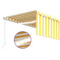 Produktbild för Manuell markis med rullgardin och LED 5x3 m gul och vit