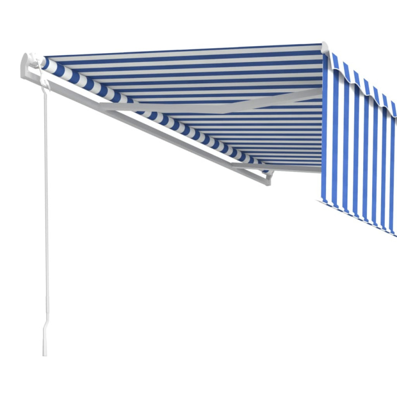 Produktbild för Automatiserad markis med rullgardin 5x3 m blå och vit