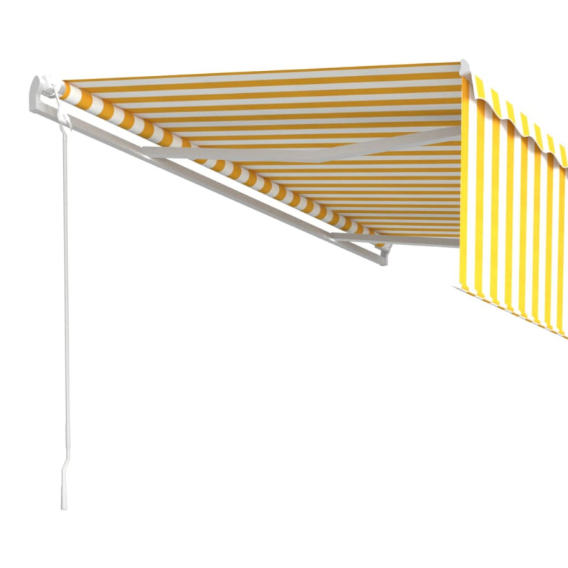 Produktbild för Automatiserad markis med rullgardin 5x3 m gul och vit