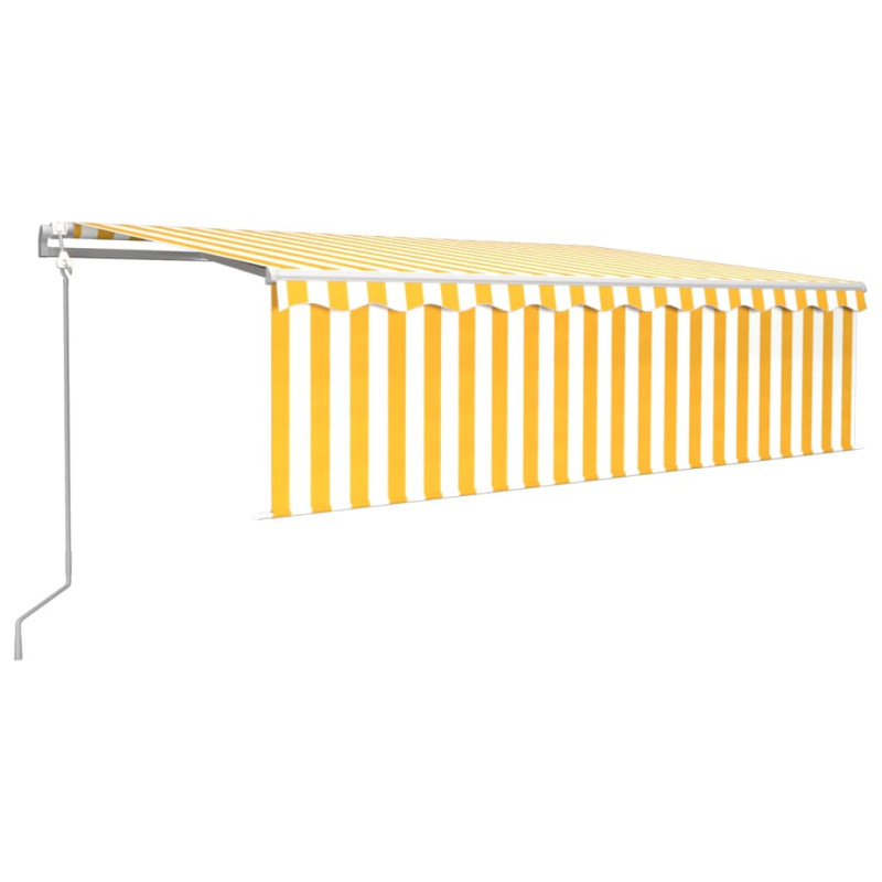 Produktbild för Automatiserad markis med rullgardin vindsensor LED 5x3m gul/vit