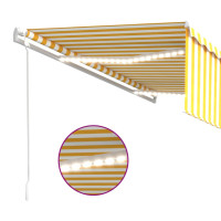 Miniatyr av produktbild för Automatiserad markis med rullgardin vindsensor LED 5x3m gul/vit
