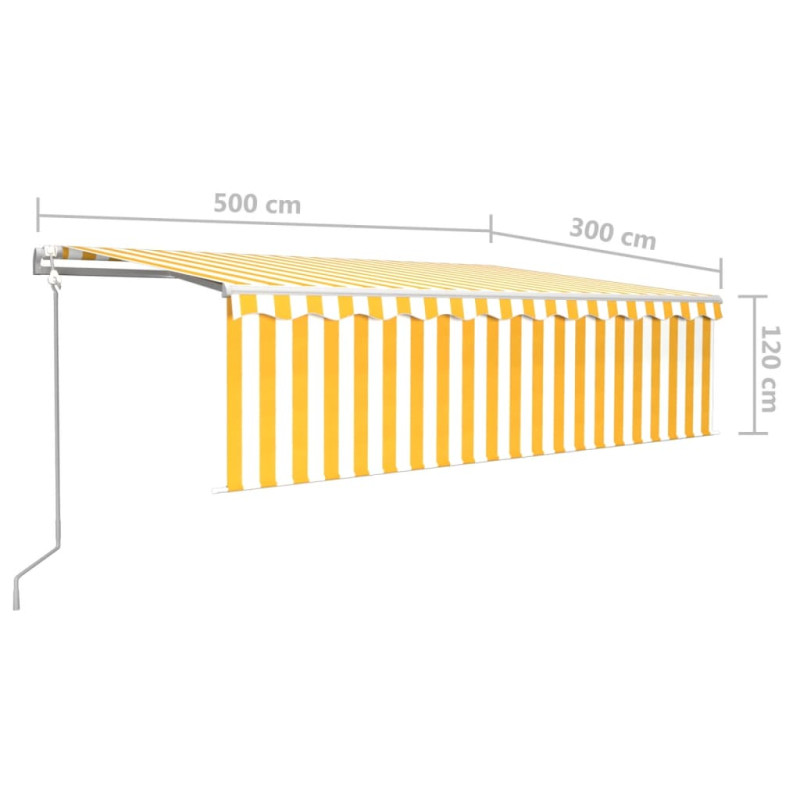 Produktbild för Automatiserad markis med rullgardin vindsensor LED 5x3m gul/vit
