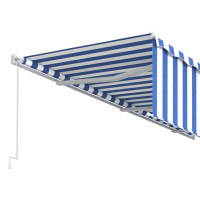 Produktbild för Manuell markis med rullgardin 6x3m blå/vit