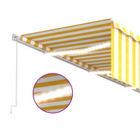 Produktbild för Manuell markis med rullgardin LED 6x3m gul/vit