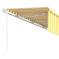 Produktbild för Automatiserad markis med rullgardin 6x3m gul/vit