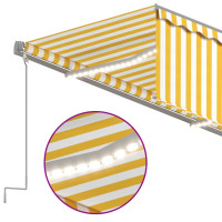 Produktbild för Automatiserad markis vindsensor rullgardin LED 3x2,5m gul/vit