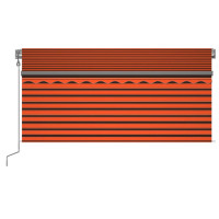 Produktbild för Manuell infällbar markis med rullgardin LED 3x2,5m orange/brun