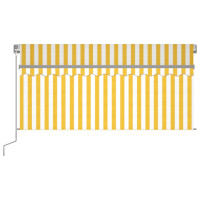 Produktbild för Manuell infällbar markis m. rullgardin 3,5x2,5m gul och vit